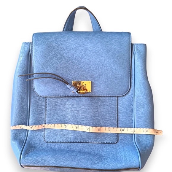 Tory Burch Eve Flap Backpack - High Tide Blue - Pebbled Leather -Like New - Picture 9 of 10